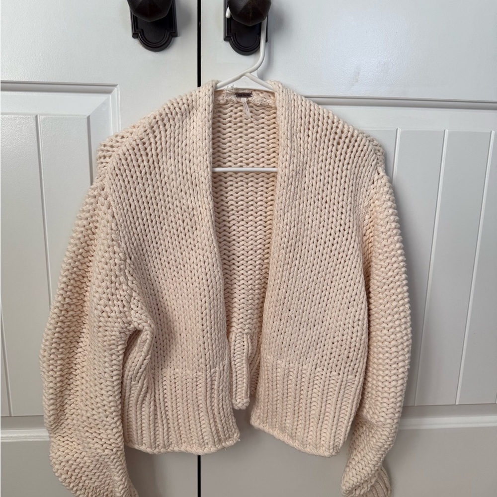 Free People Cream Knit Cardigan